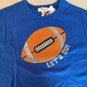 Peach Love California Oversized Sequin Football Top | Med | Royal Blue | Gameday